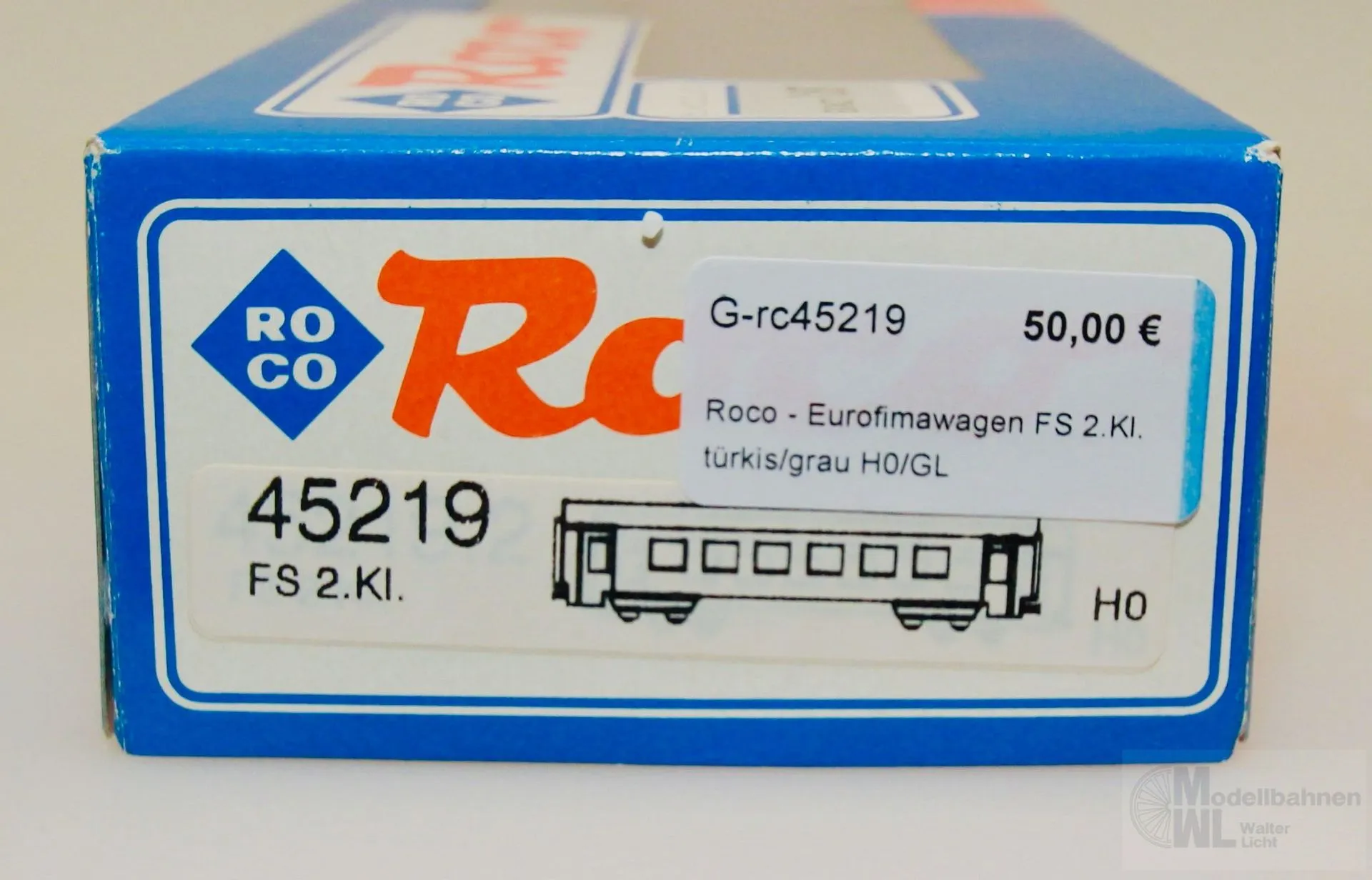 Roco 45219 - Roco - Eurofimawagen FS 2.Kl. türkis/grau H0/GL