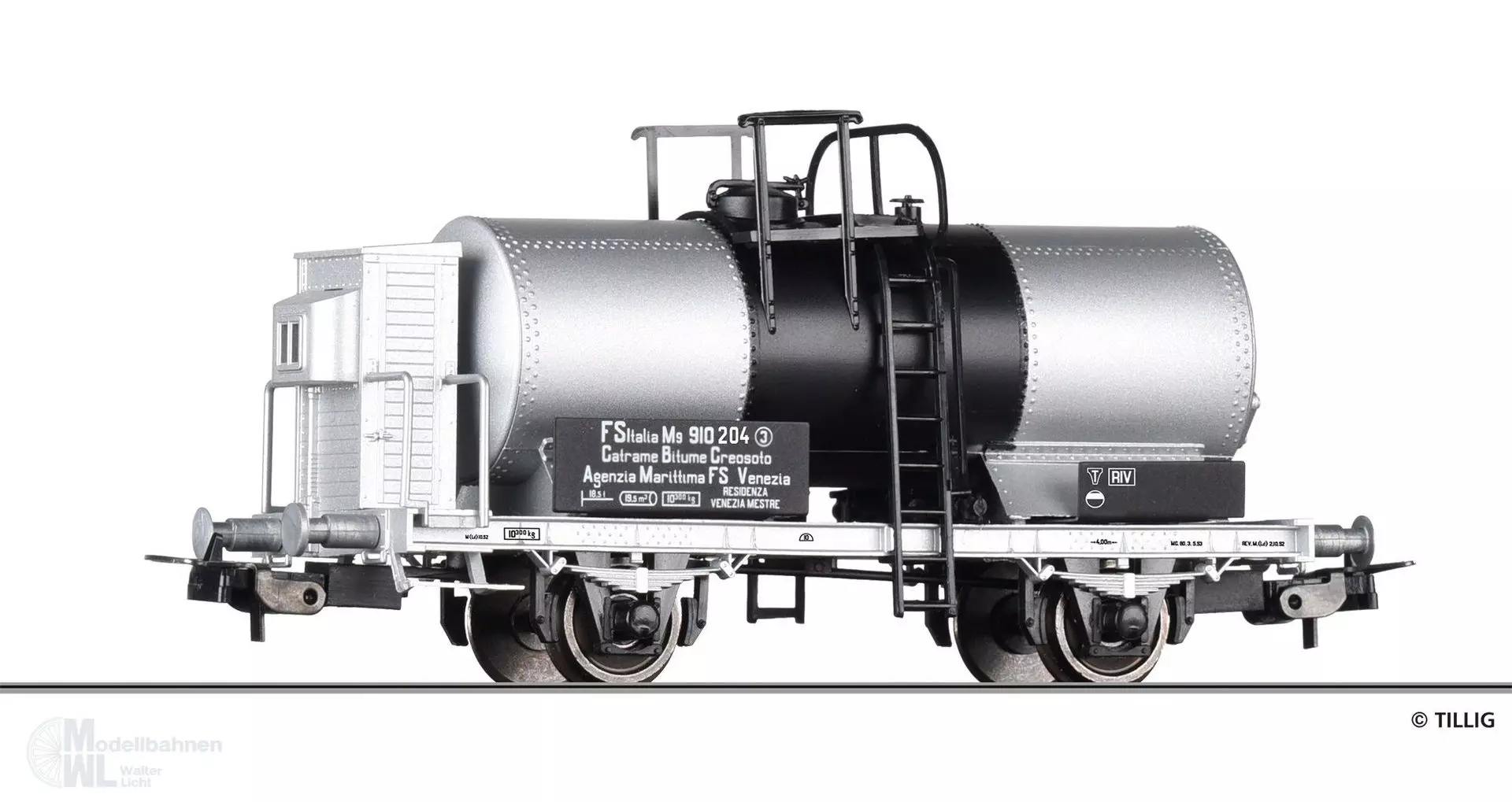 Tillig 77068 - Kesselwagen M der Agenzia Marittima FS Venezia Ep.III H0/GL