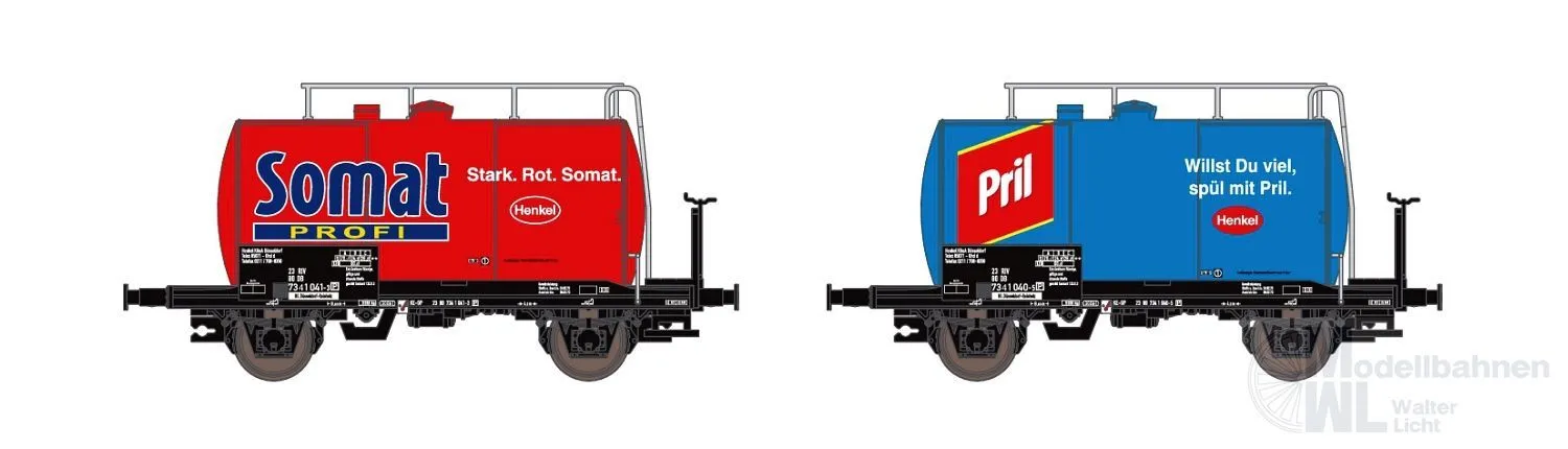 Hobbytrain 24837 - Leichtbau-Kesselwagen Set DB Ep.V Pril / Somat 2.tlg. N 1:160