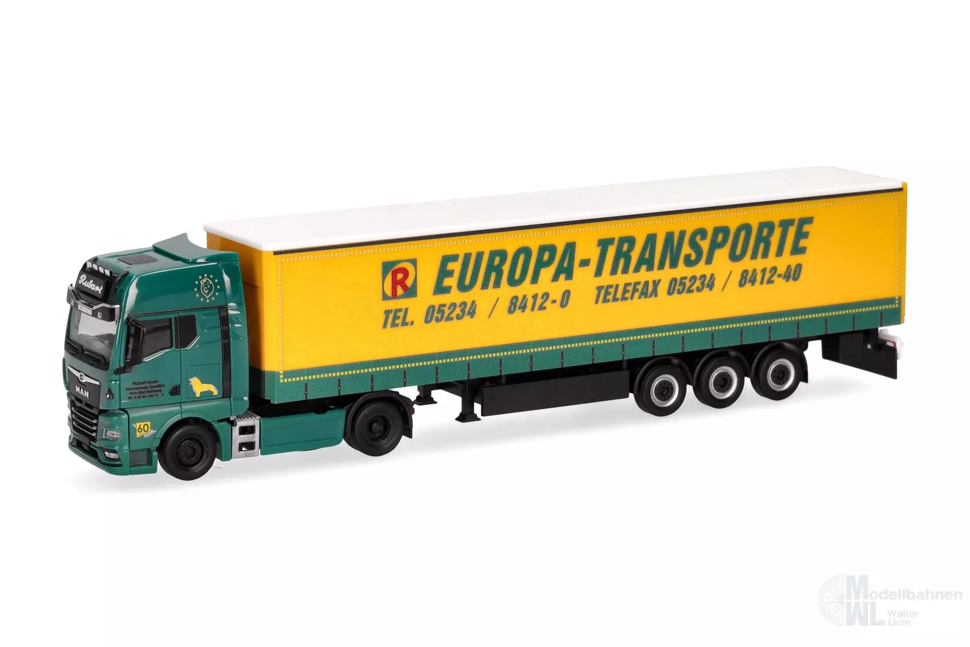 Herpa 319874 - MAN TGX GX Gardinenplanen Sattelzug Rubart Europa Transporte H0 1:87