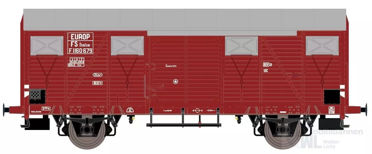 Exact Train 20957 - Güterwagen gedeckt FS Ep.III GS alu Luftklappen H0/GL