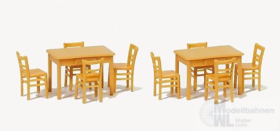 Preiser 17218 - 2 Tische, 8 Stühle Bausatz H0 1:87 Preiser 17218 - 2 Tische, 8 Stühle Bausatz H0 1:87