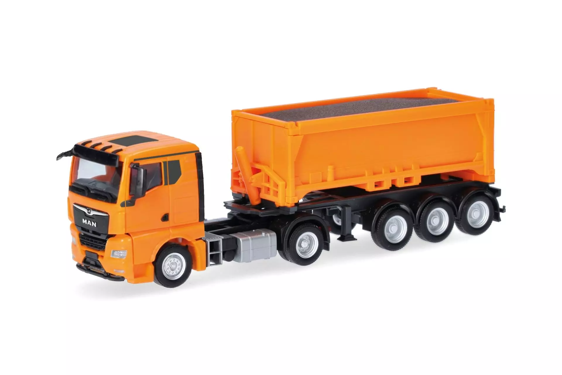 Herpa 321310 - MAN TGX GN Abraummulden-Sattelzug mit Ladegut kommunalorange H0 1:87