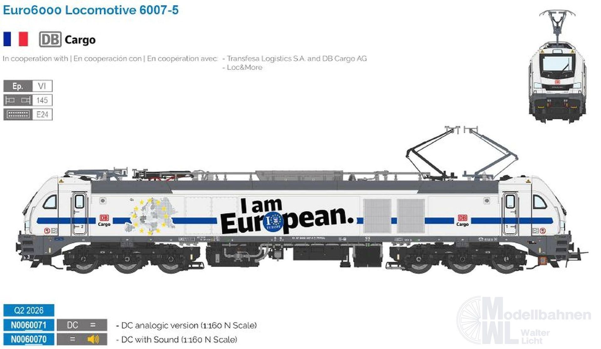 Sudexpress N0060071 - E-Lok Serie 6007 / Euro 6000 DB Cargo I am a European Ep.VI N 1:160