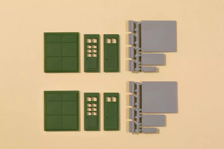 Auhagen 80256 - Tore und Türen grün, Stufen, Rampen H0 1:87