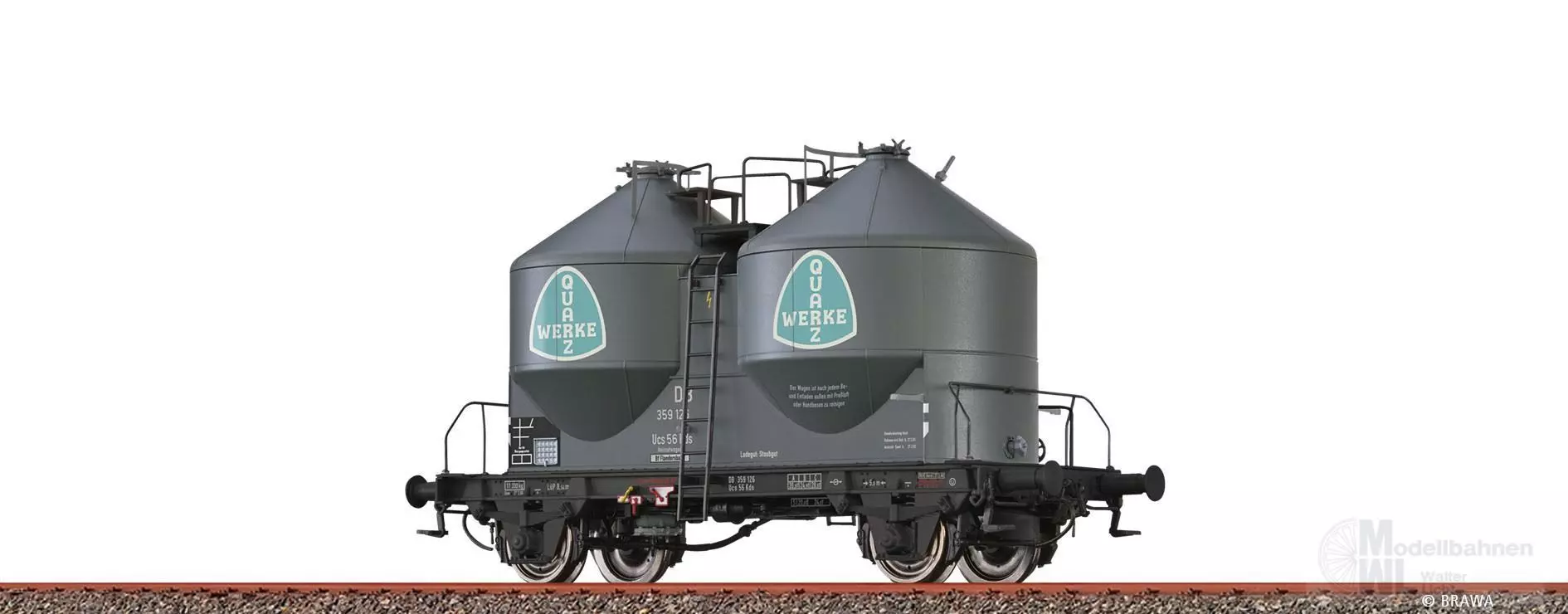 Brawa 51328 - Staubbehälterwagen DB Ep.III Ucs56 Kds Quarzwerke H0/GL