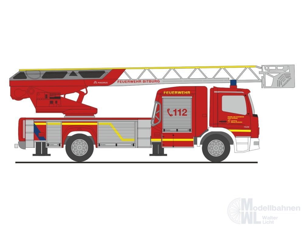Rietze 71678 - Mercedes-Benz Atego Magirus DLK FW Bitburg H0 1:87