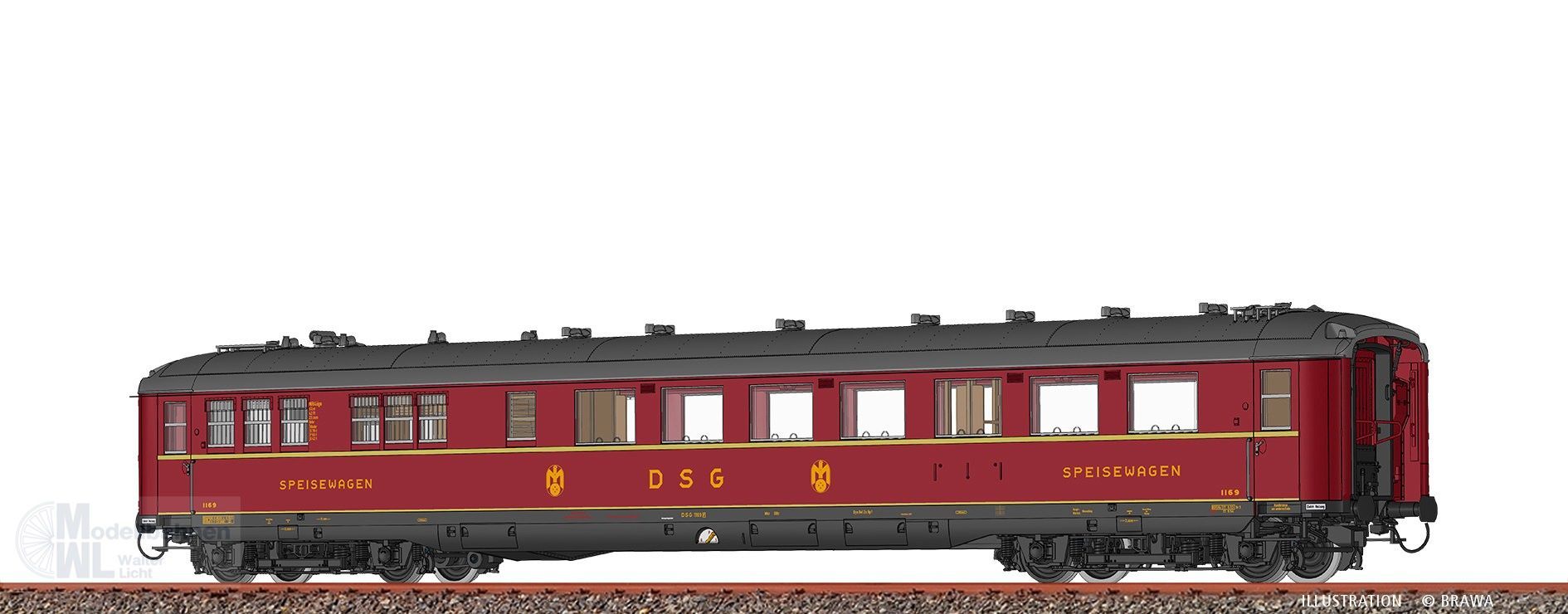 Brawa 51045 - Speisewagen DSG Ep.III WR4üge 1169 H0/GL BASIC Brawa 51045 - Speisewagen DSG Ep.III WR4üge 1169 H0/GL BASIC