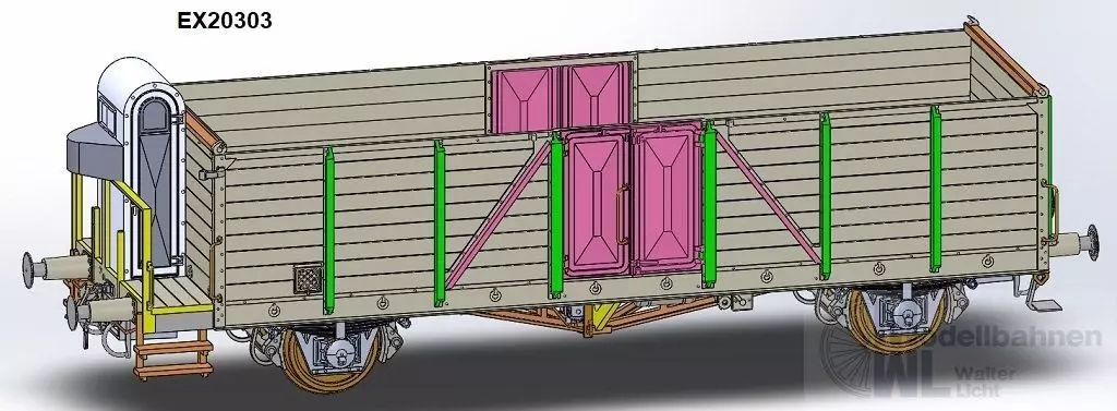 Exact Train 20303 - Güterwagen offen SNCF Ep.III Villach mit Bremserhaus H0/GL