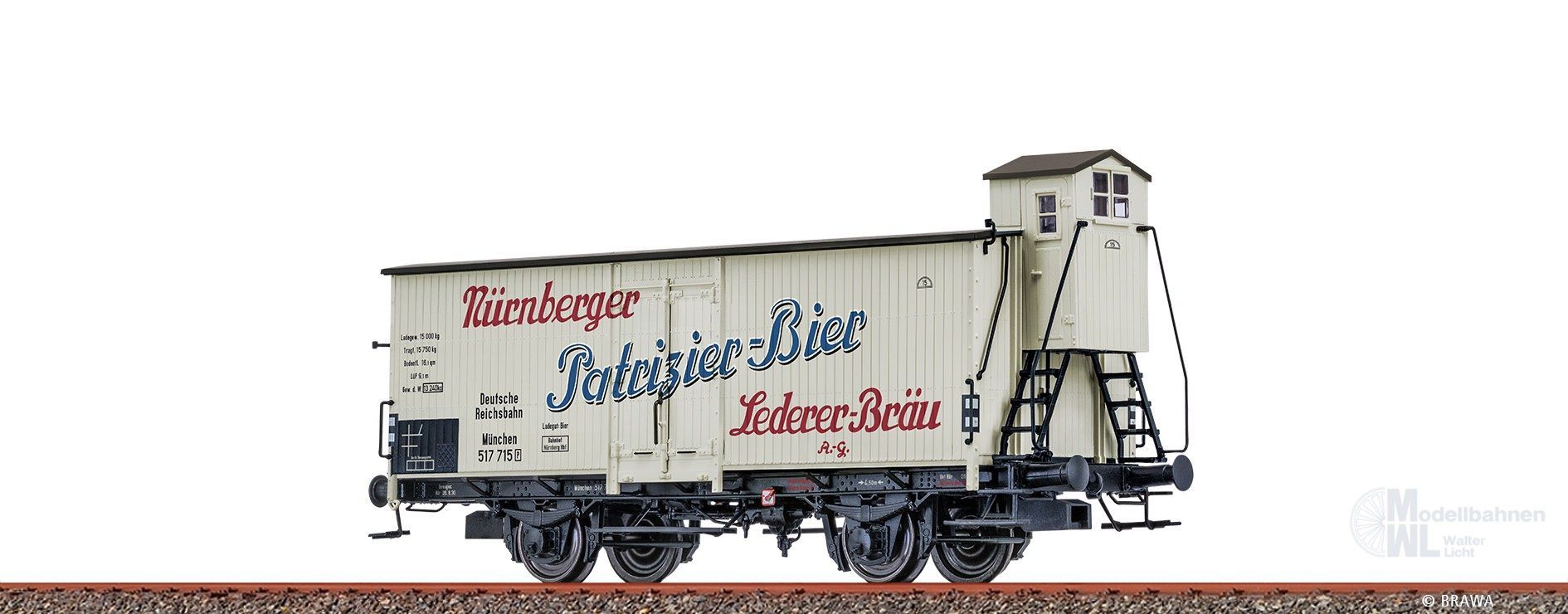 Brawa 51215 - Güterwagen ged. DRG Ep.II Patrizier-Bier H0/GL