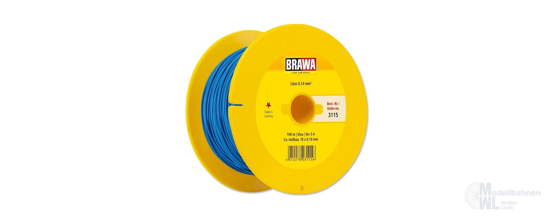 Brawa 3115 - Litze blau 100 Meter