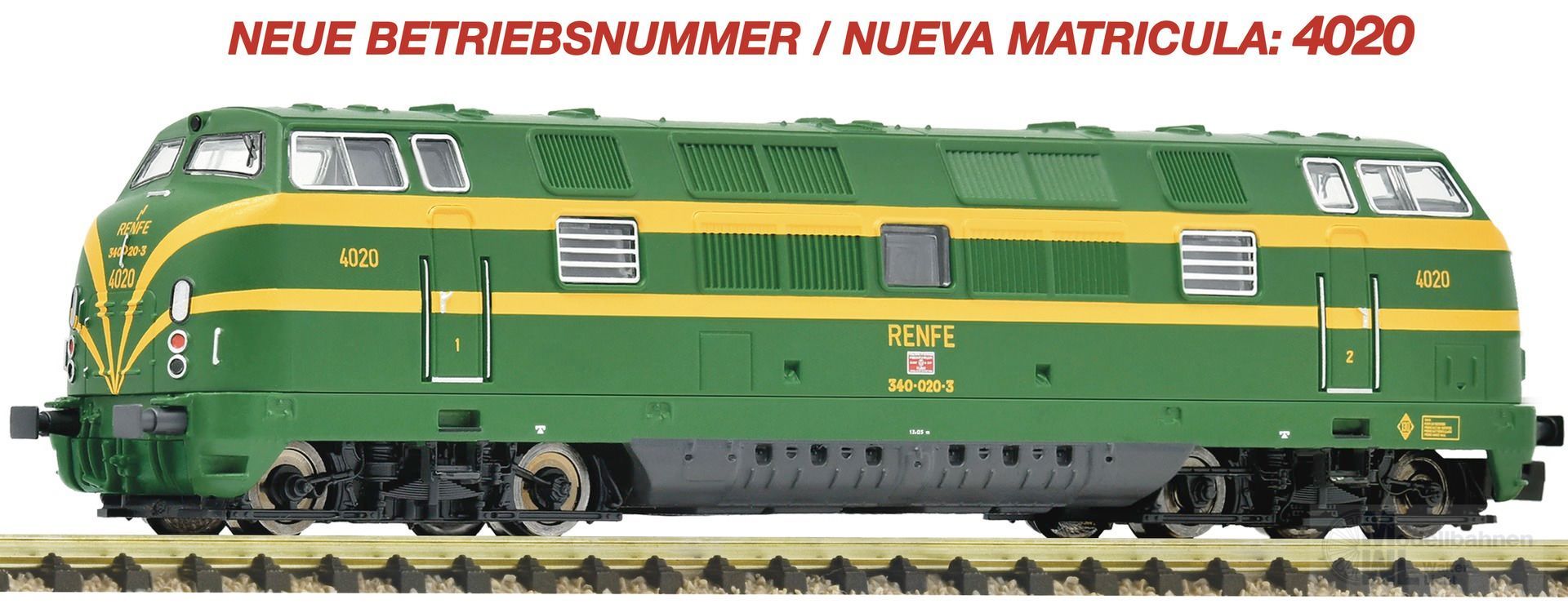 Fleischmann 7370026 - Diesellok BR 340 020-3 RENFE Ep.IV/V N 1:160 Sound Fleischmann 7370026 - Diesellok BR 340 020-3 RENFE Ep.IV/V N 1:160 Sound