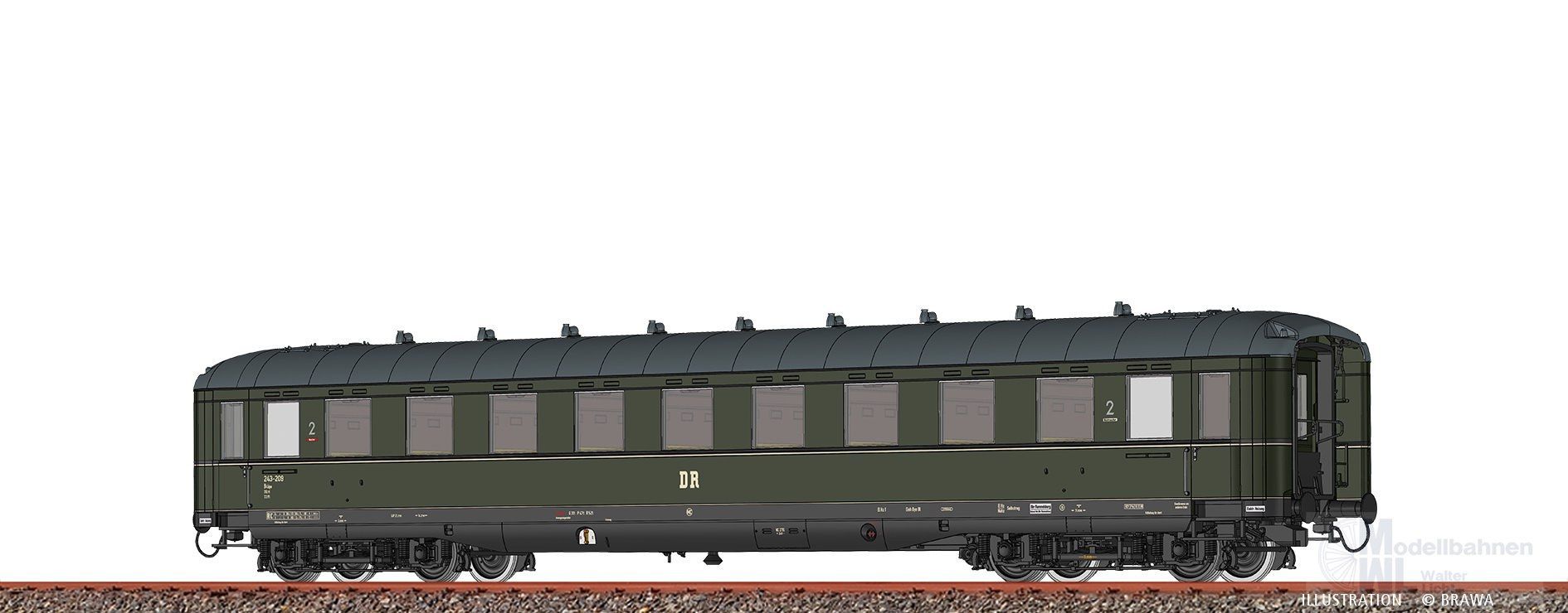 Brawa 51077 - Schürzenwagen DR Ep.III B4üpe 243-209 H0/WS DIGITAL EXTRA