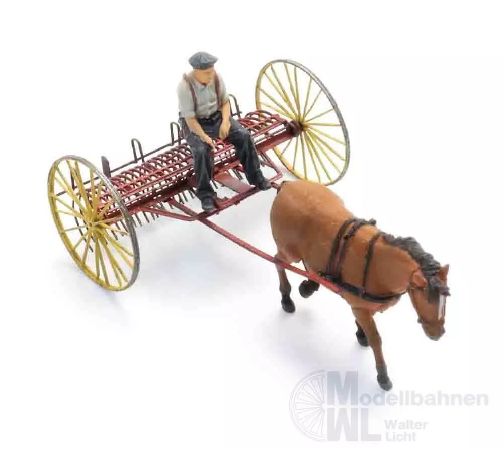 ARTITEC b.v. 387609 - Heurechen mit pferd + Figur H0 1:87