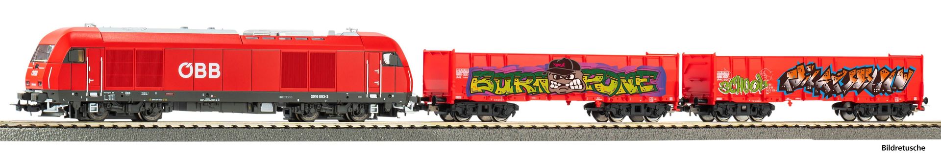 Piko 57033 - Start-Set Güterzug ÖBB mit Rh2016 A-Gleis mit Bettung H0/GL