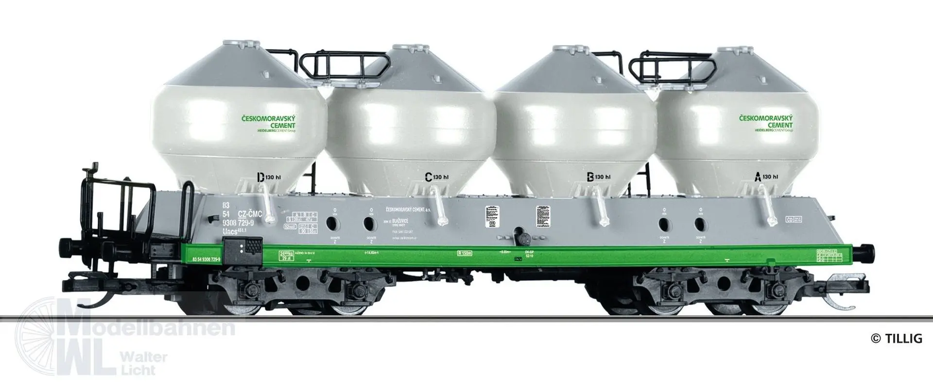 Tillig 15862 - Staubsilowagen Ceskomoravský Cement a.s. TT 1:120
