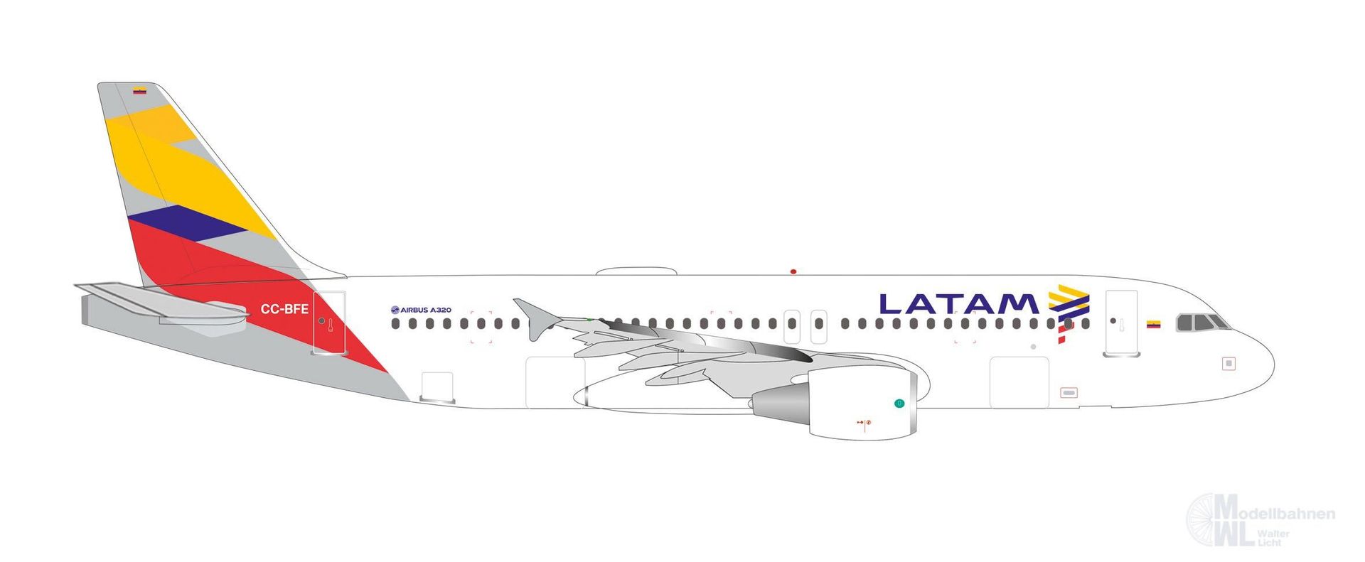 Herpa 538855 - Airbus A320 LATAM - Colombia Flag 1:500
