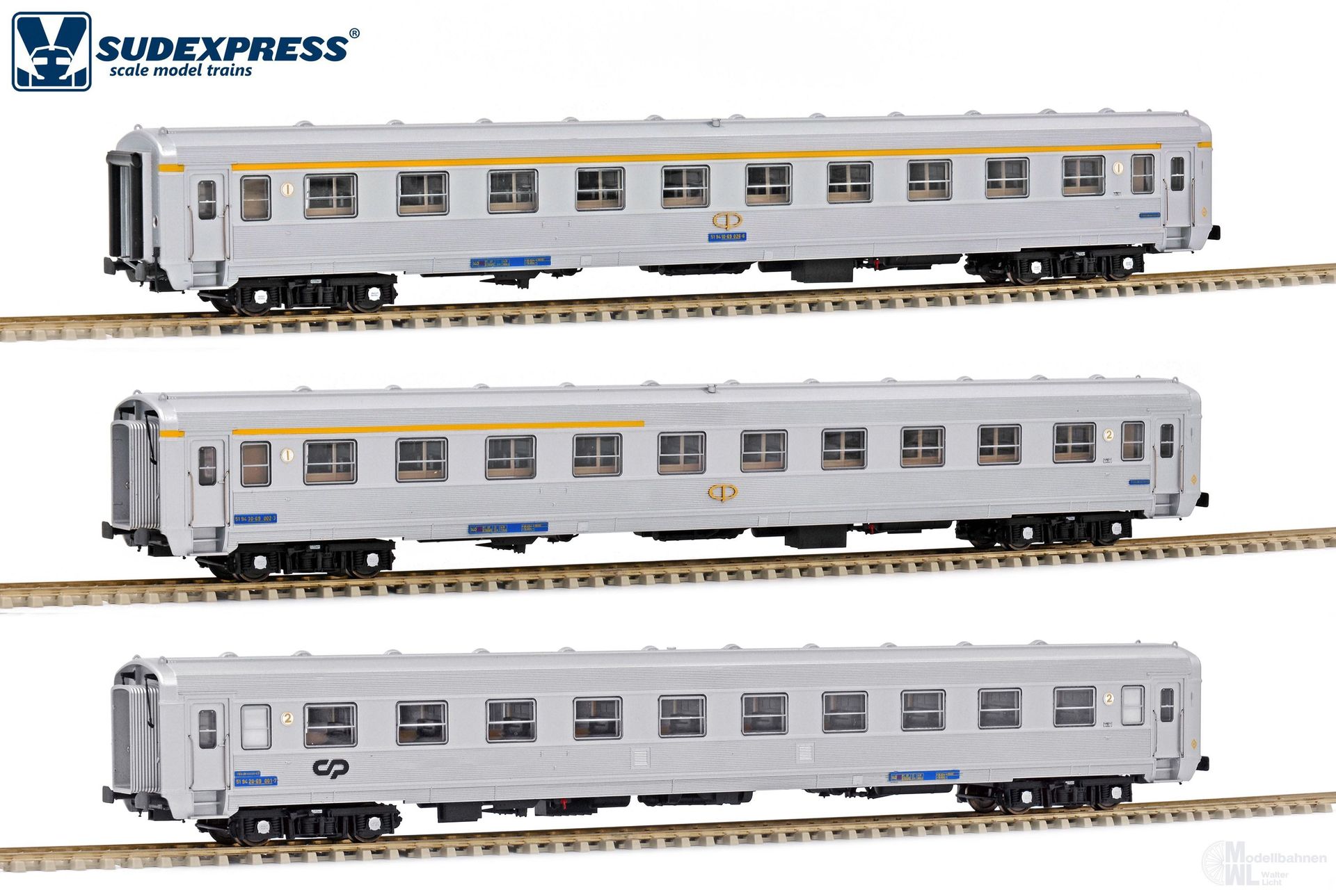 Sudexpress S0319 - Personenwagen Set CP Ep.IV 3.tlg. Sorefame Rapido 80 H0/GL