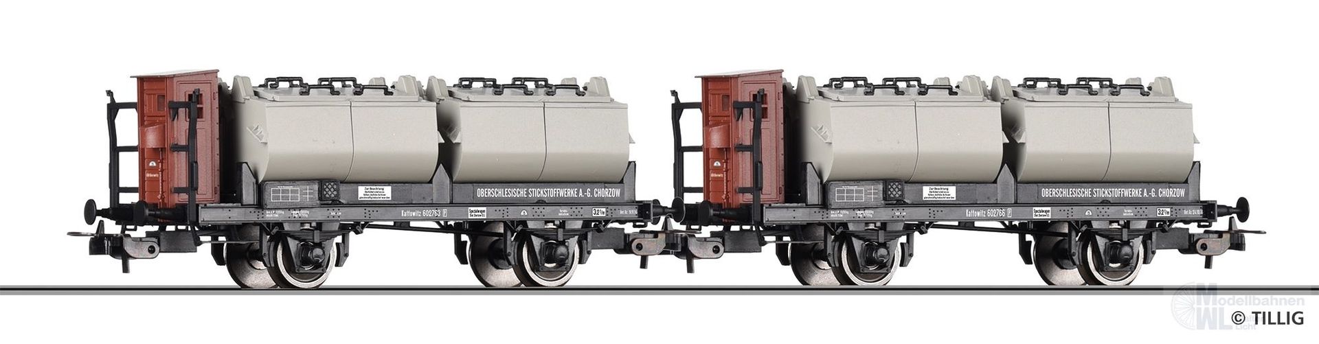 Tillig 70085 - Kalkkübelwagen Set K.P.E.V. Ep.I 2.tlg. Oberschlesische Stickstoffwerke C