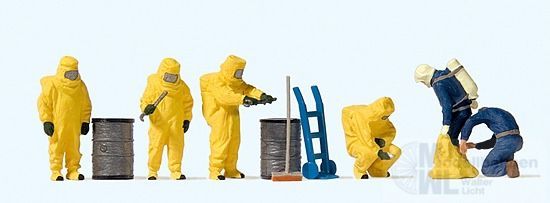 Preiser 10733 - Feuerwehrmänner im gelben Vollschutzanzug H0 1:87