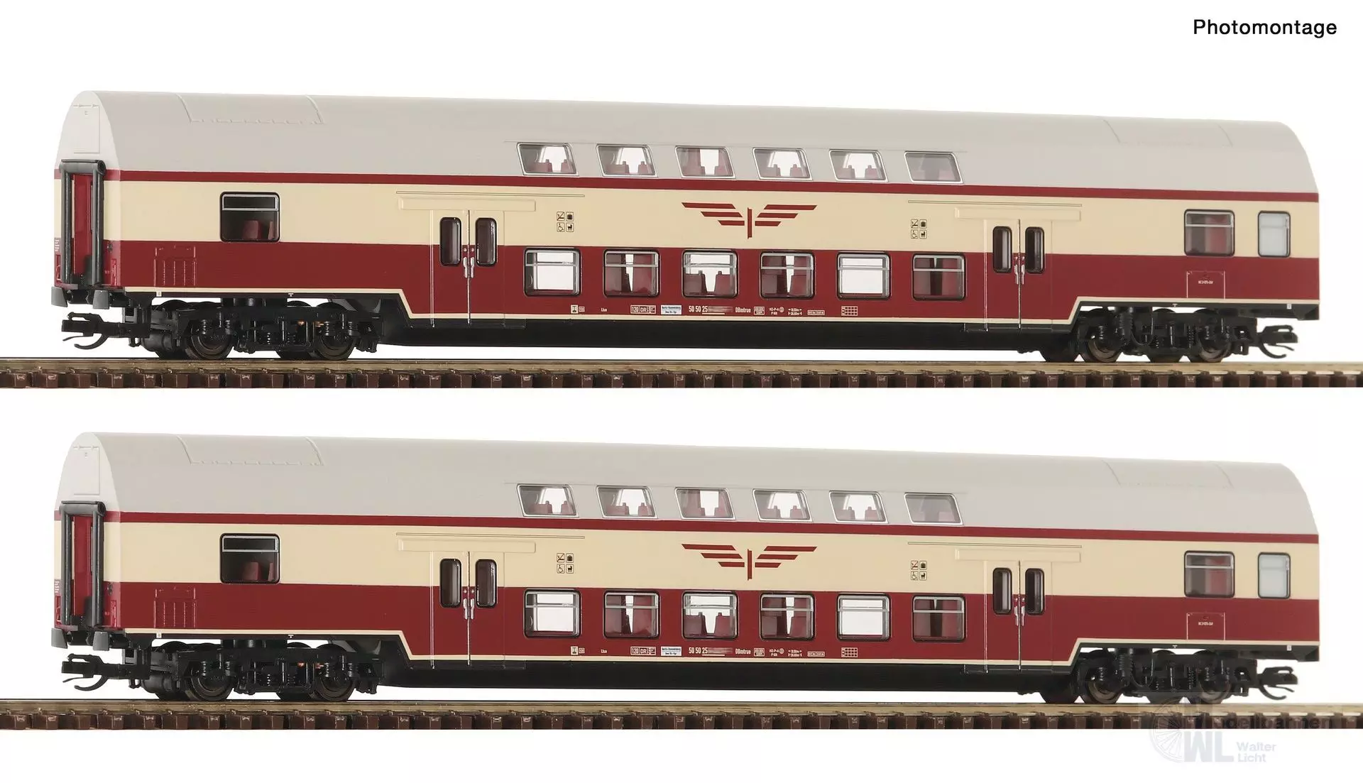 Roco 6280046 - Doppelstockwagen Set DR Ep.IV Sputnik 2.tlg. TT 1:120