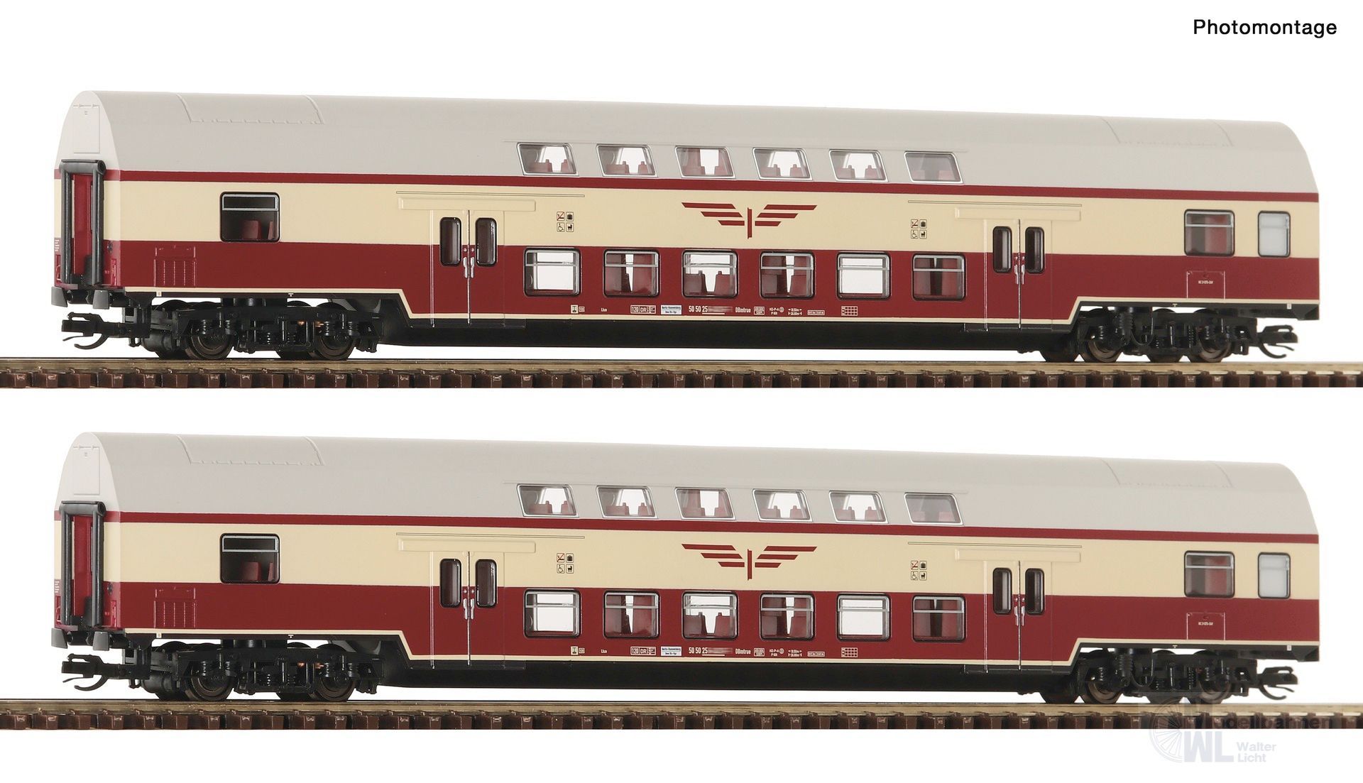 Roco 6280046 - Doppelstockwagen Set DR Ep.IV Sputnik 2.tlg. TT 1:120