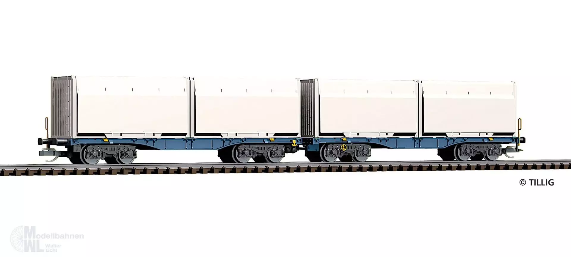 Tillig 15080 - Doppeltragwagen InnoWaggon Ep.VI WoodTainer TT 1:120