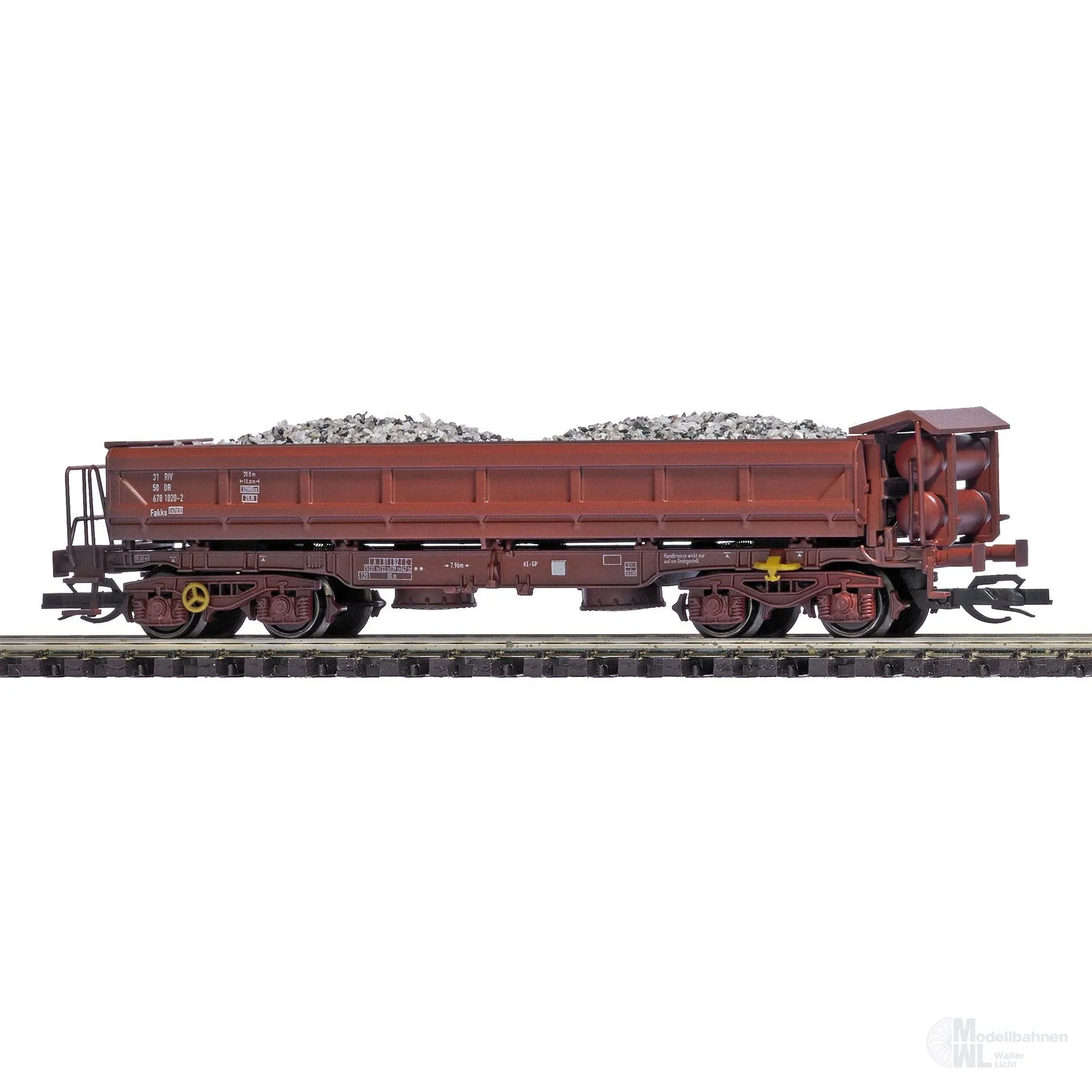 Busch 31425 - Zweiseitenkippwagen DR Ep.IV Fakks Ladegut Schotter TT 1:120