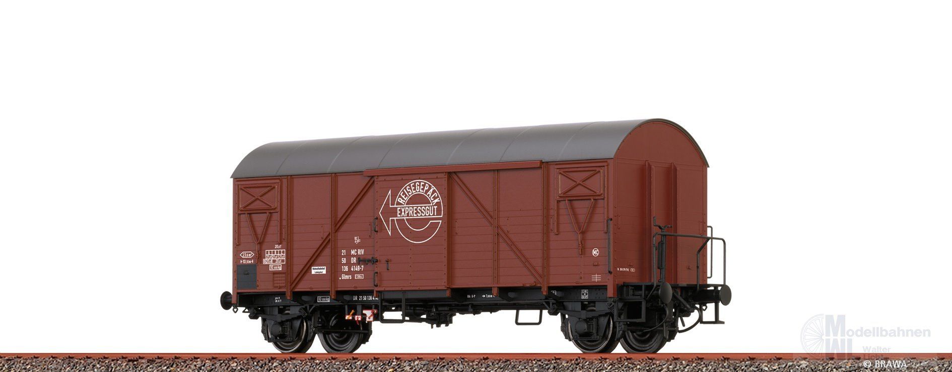Brawa 51302 - Güterwagen ged. DR Ep.IV Expressgut H0/GL Brawa 51302 - Güterwagen ged. DR Ep.IV Expressgut H0/GL