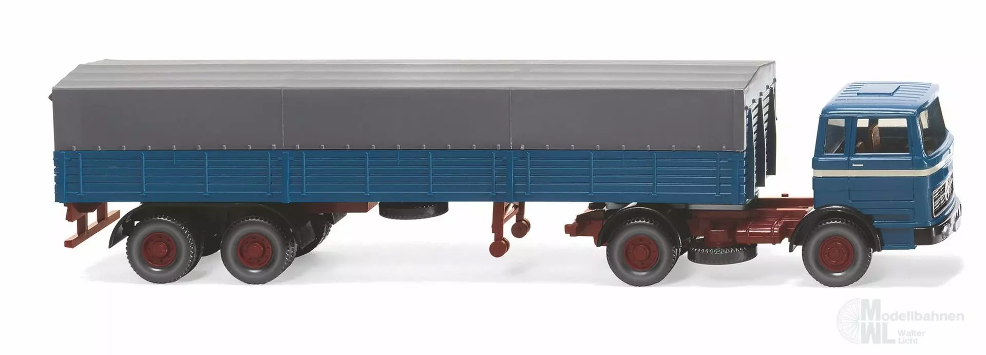 Wiking 051405 - Pritschensattelzug Mercedes-Benz azurblau H0 1:87