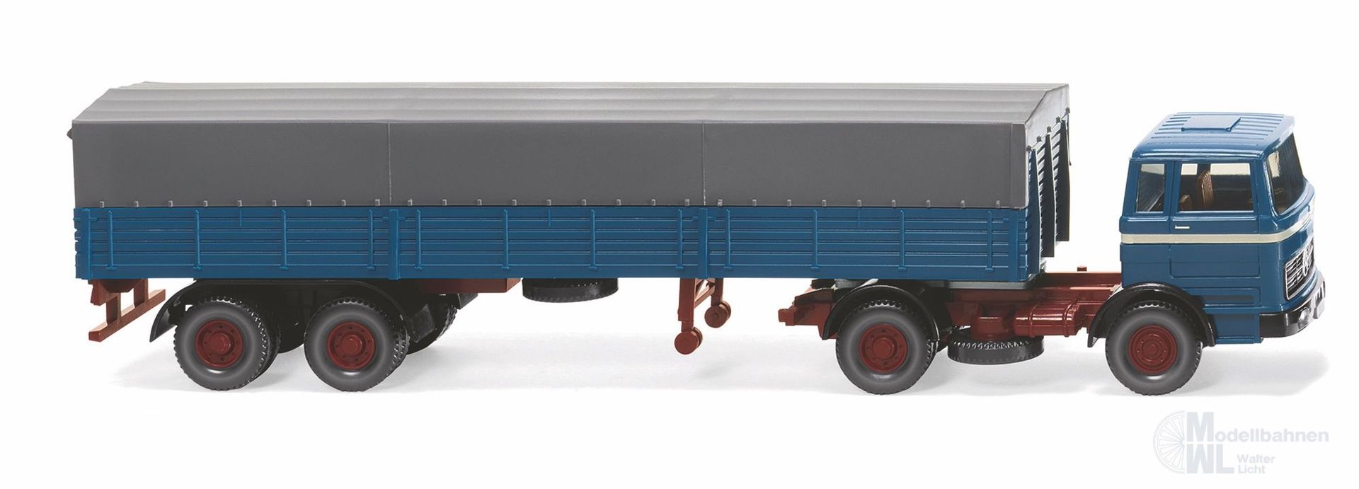 Wiking 051405 - Pritschensattelzug Mercedes-Benz azurblau H0 1:87