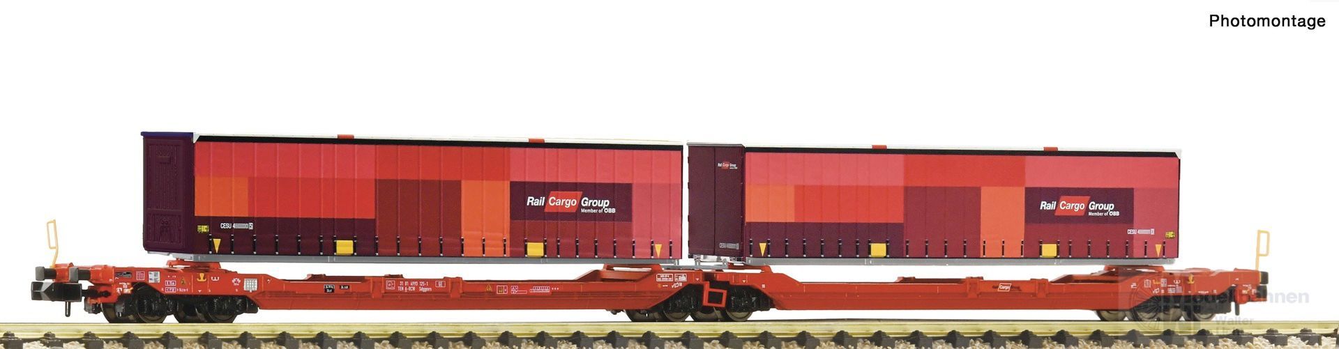 Fleischmann 6660133 - Doppeltaschenwagen ÖBB/RCW Ep.VI mit 2 Wechselbrücken N 1:160