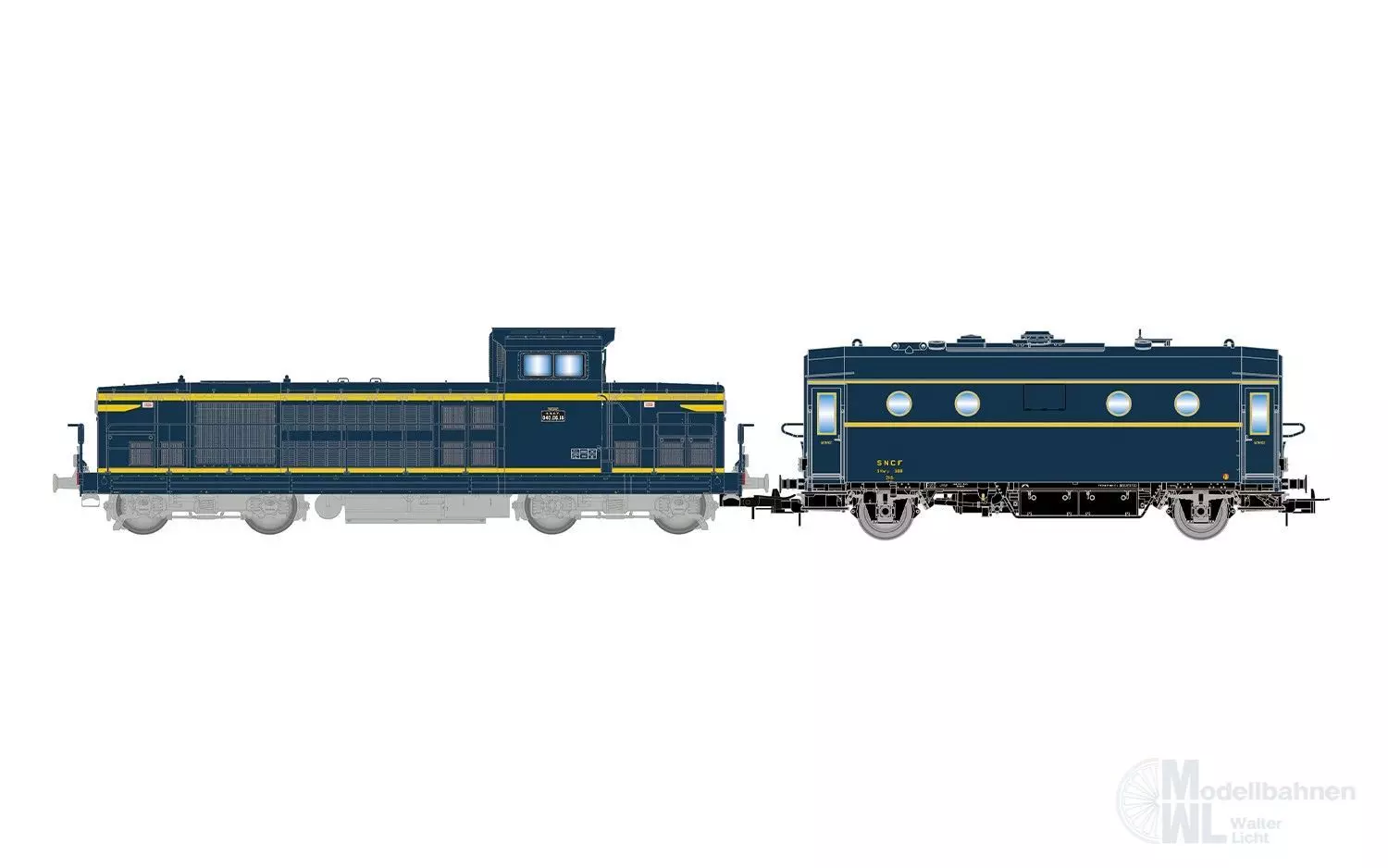 Jouef 2473 - Diesellok BR 040 DG-18 SNCF Ep.III mit Heizkesselwagen Bauart 800 H0/GL