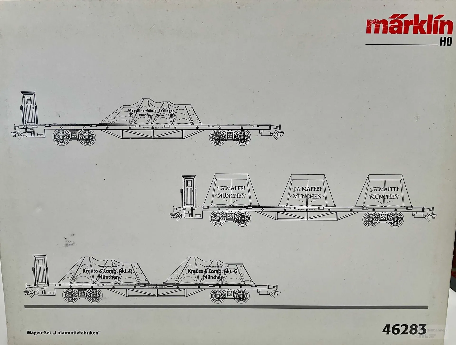 Märklin 46283 - MÄRKLIN - Wagen-Set K.Bay.Sts.B. Ep.I Lokomotivfabriken 3.tlg. H0/WS