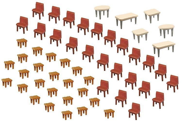 Faller 180438 - 7 Tische und 48 Stühle H0 1:87 Faller 180438 - 7 Tische und 48 Stühle H0 1:87