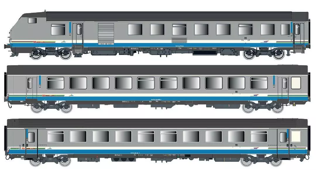 LS Models 41253DC - Personenwagen Set VU+VTU SNCF Ep.V TER RA 3.tlg. H0/GL
