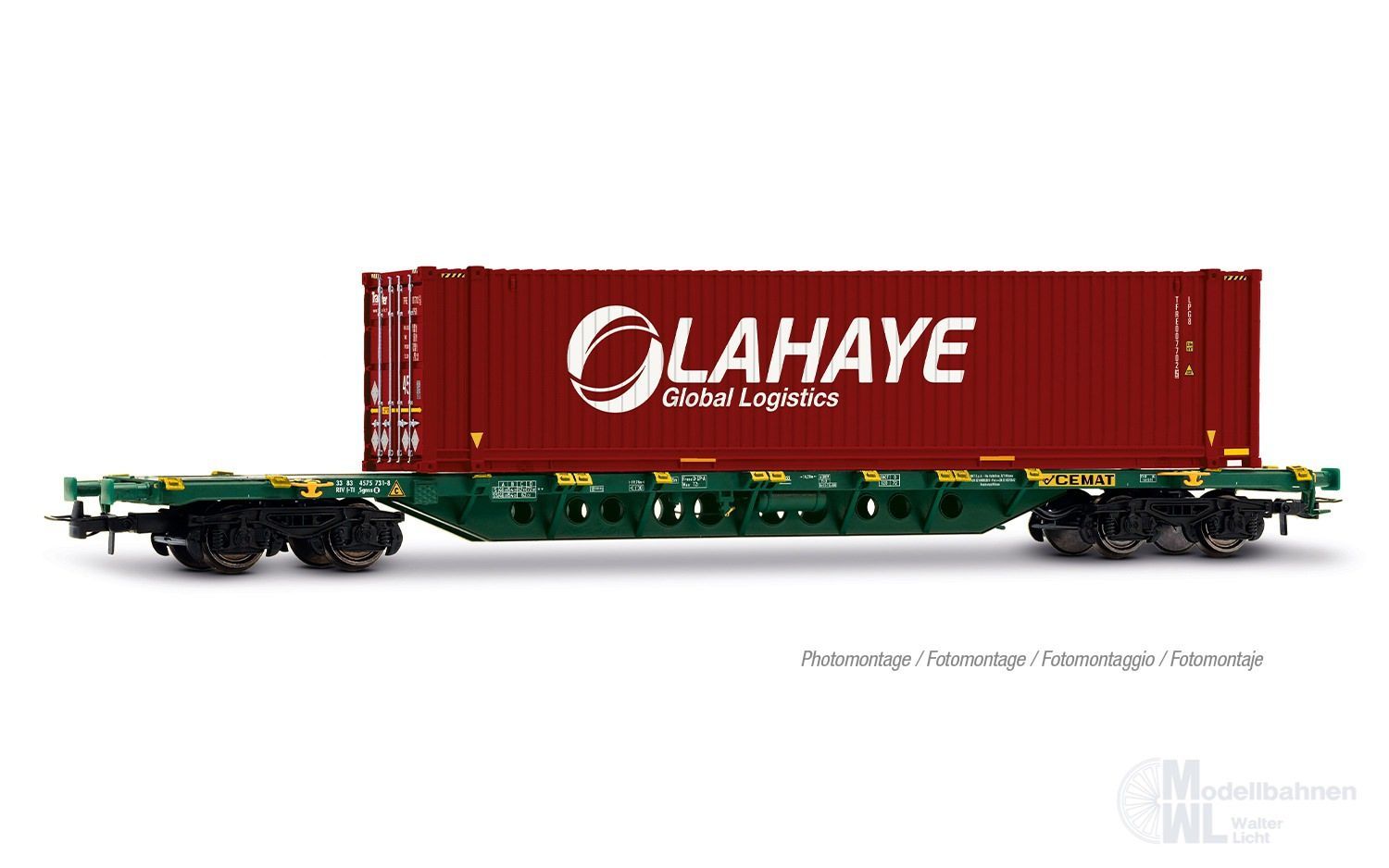 Jouef 6330 - Containertragwagen CEMAT Ep.VI Container LAHAYE H0/GL
