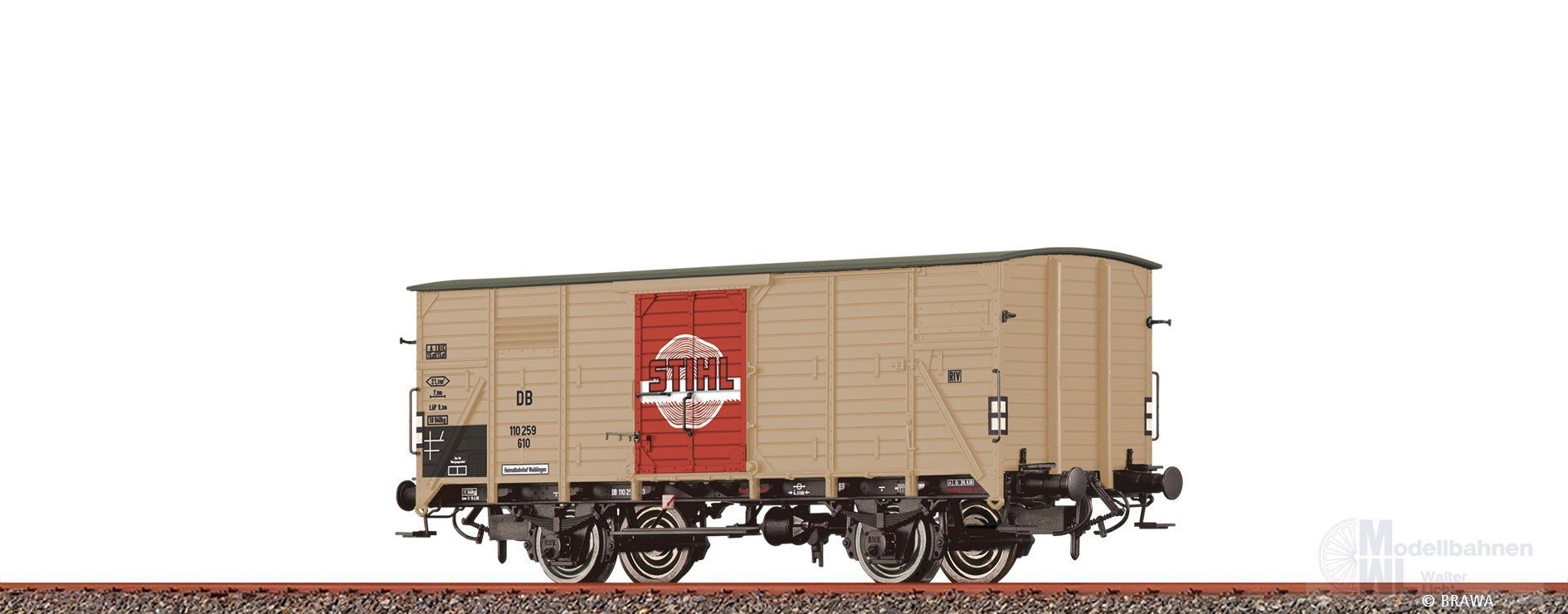 Brawa 49893 - Güterwagen ged. DB Ep.III G10 Stihl H0/GL