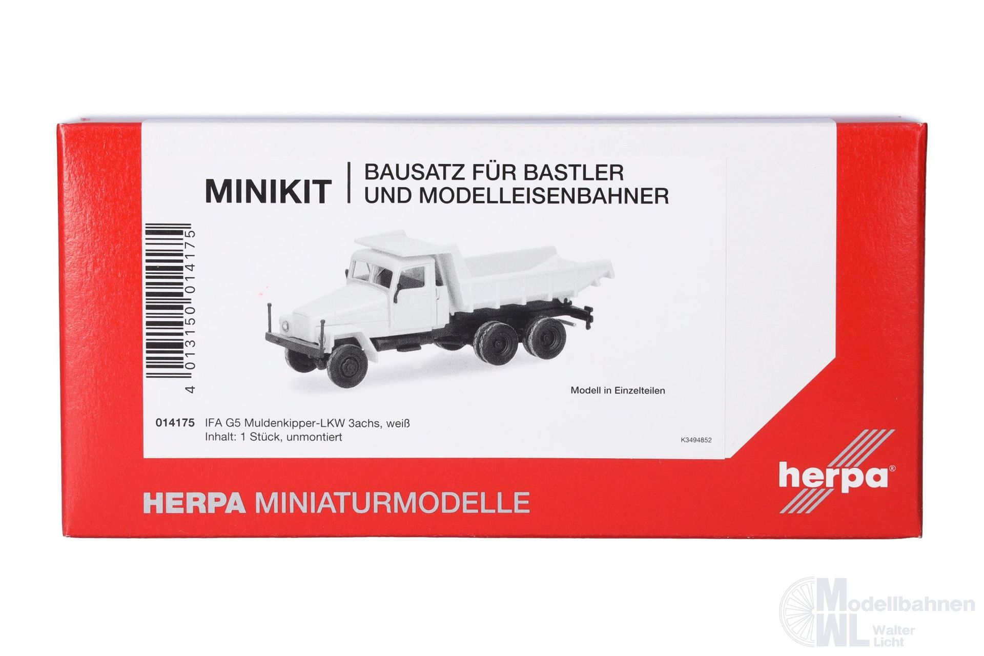 Herpa 014175 - Herpa MiniKit: IFA G5 Muldenkipper-LKW 3achs, weiß H0 1:87