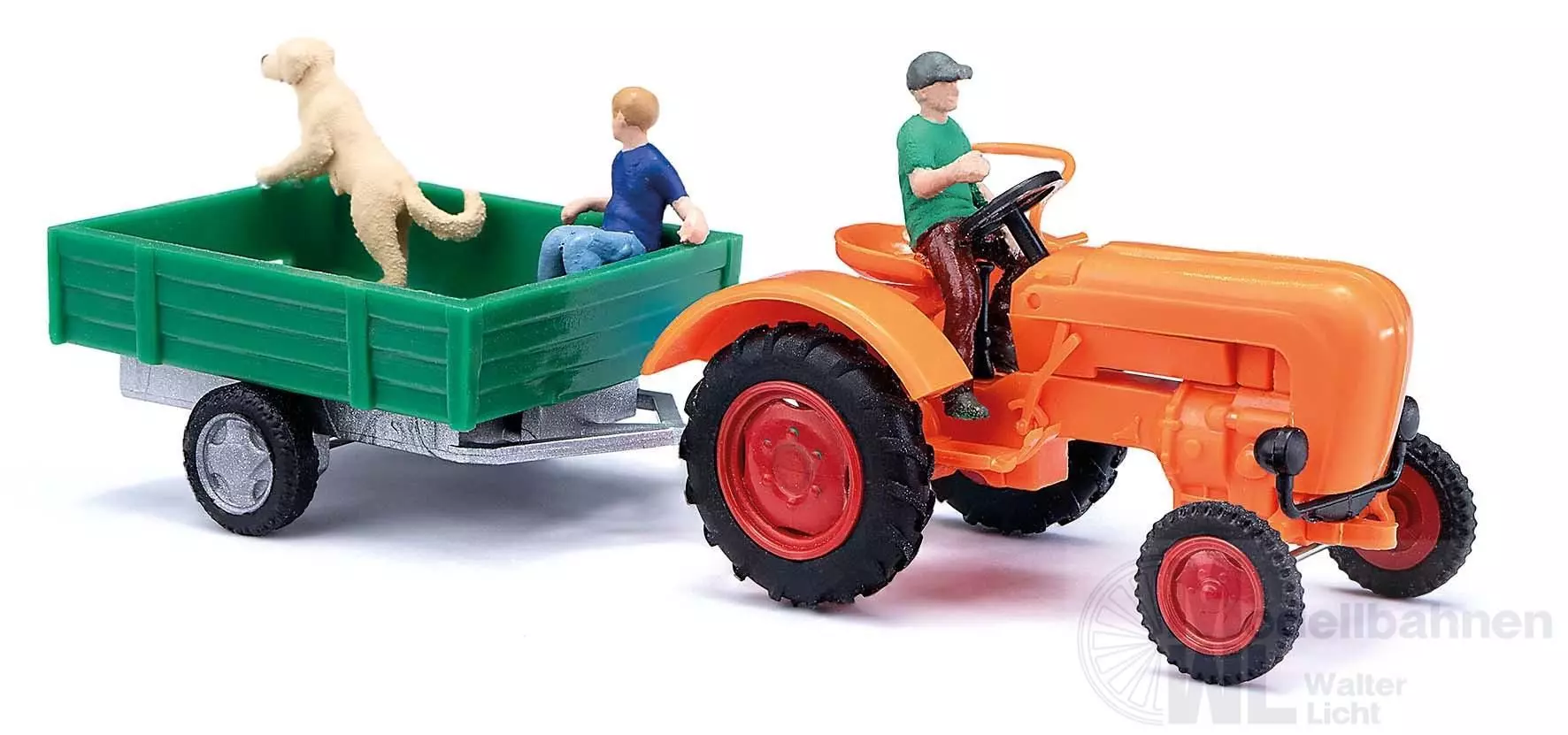 Busch 50052 - Allgaier A 111 L mit Einachsanhänger und Figuren H0 1:87