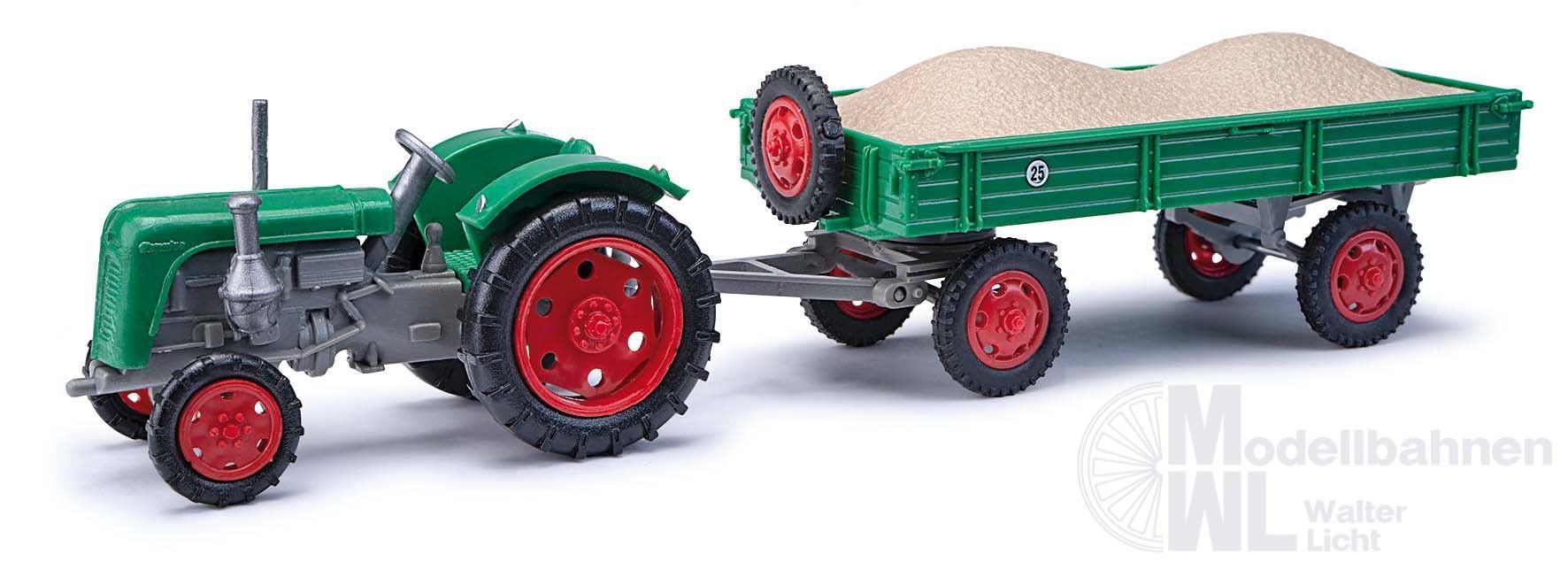 Melhose 210110112 - Traktor Famulus mit Anhänger und Kiesladung grün H0 1:87