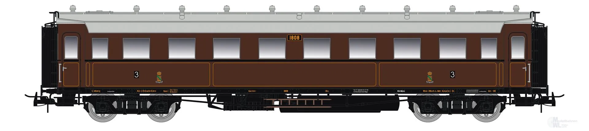 Saxonia Modellbau 87176 - Peronenwagen K.Sächs.Sts.E.B. Ep.I C4Ü Sa 07 Beleuchtung H0/GL