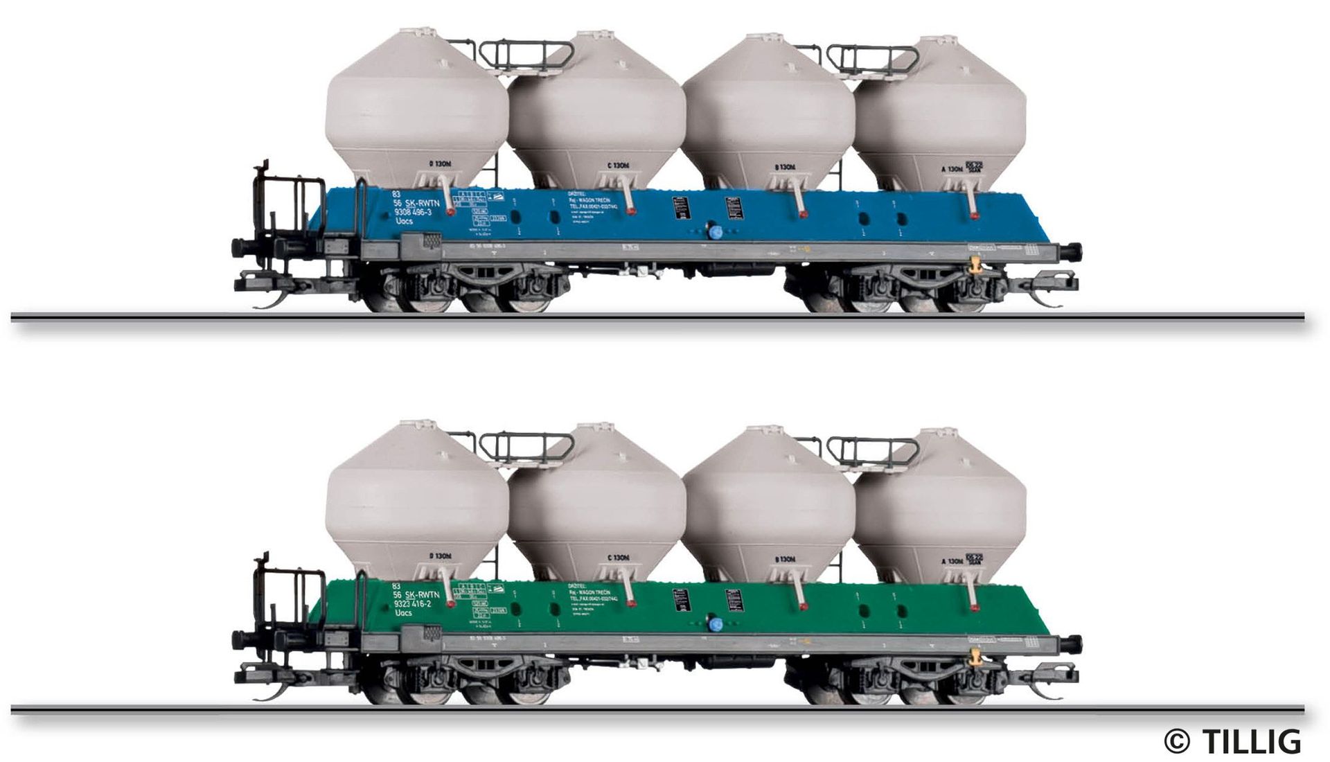 Tillig 01119 - Güterwagen Set Raj-Wagon Trencin spol. s.r.o. Ep.VI 2.tlg. TT 1:120