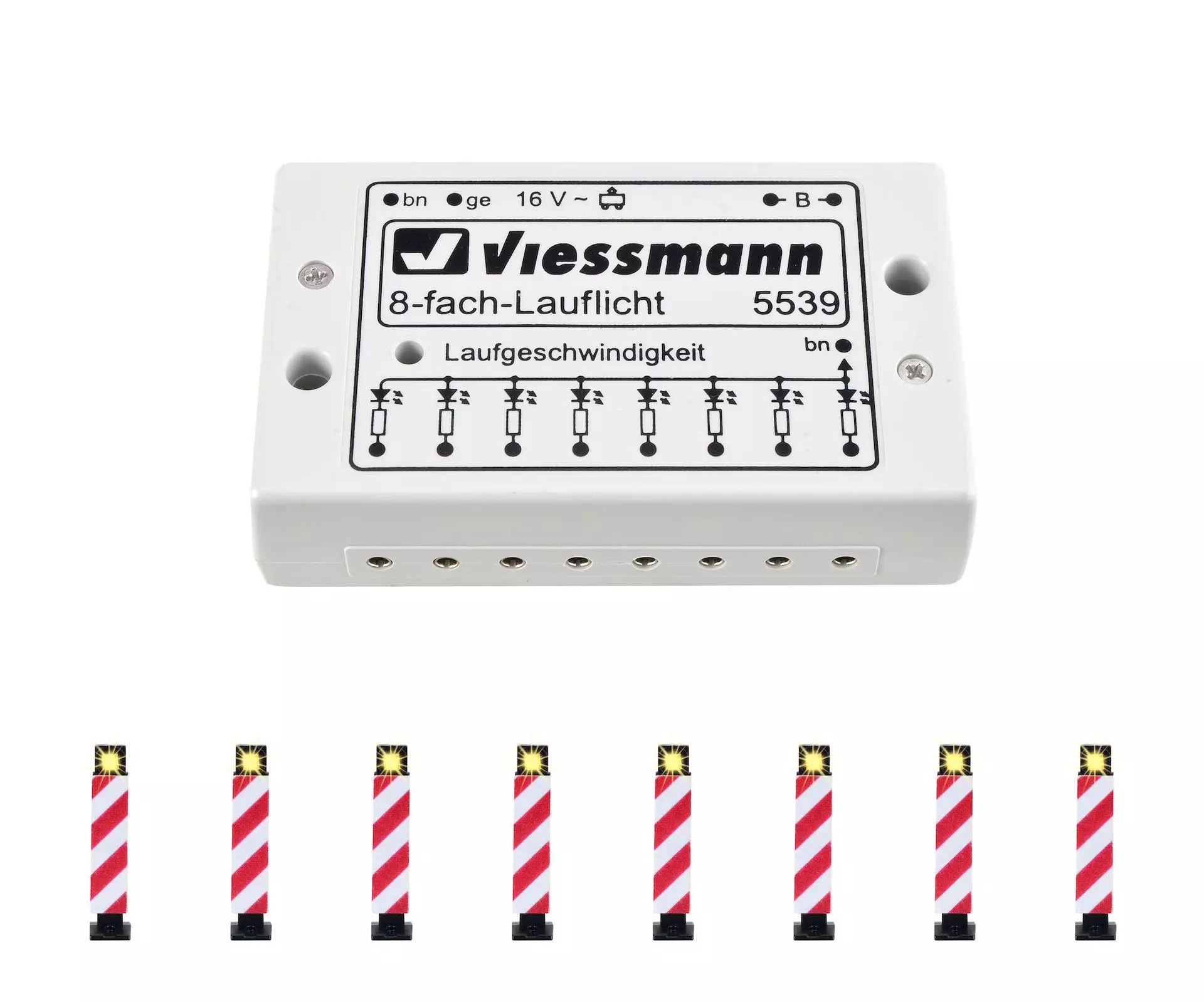 Viessmann 5040 - Warnbaken 8 Stück mit Lauflichtelektronik H0 1:87