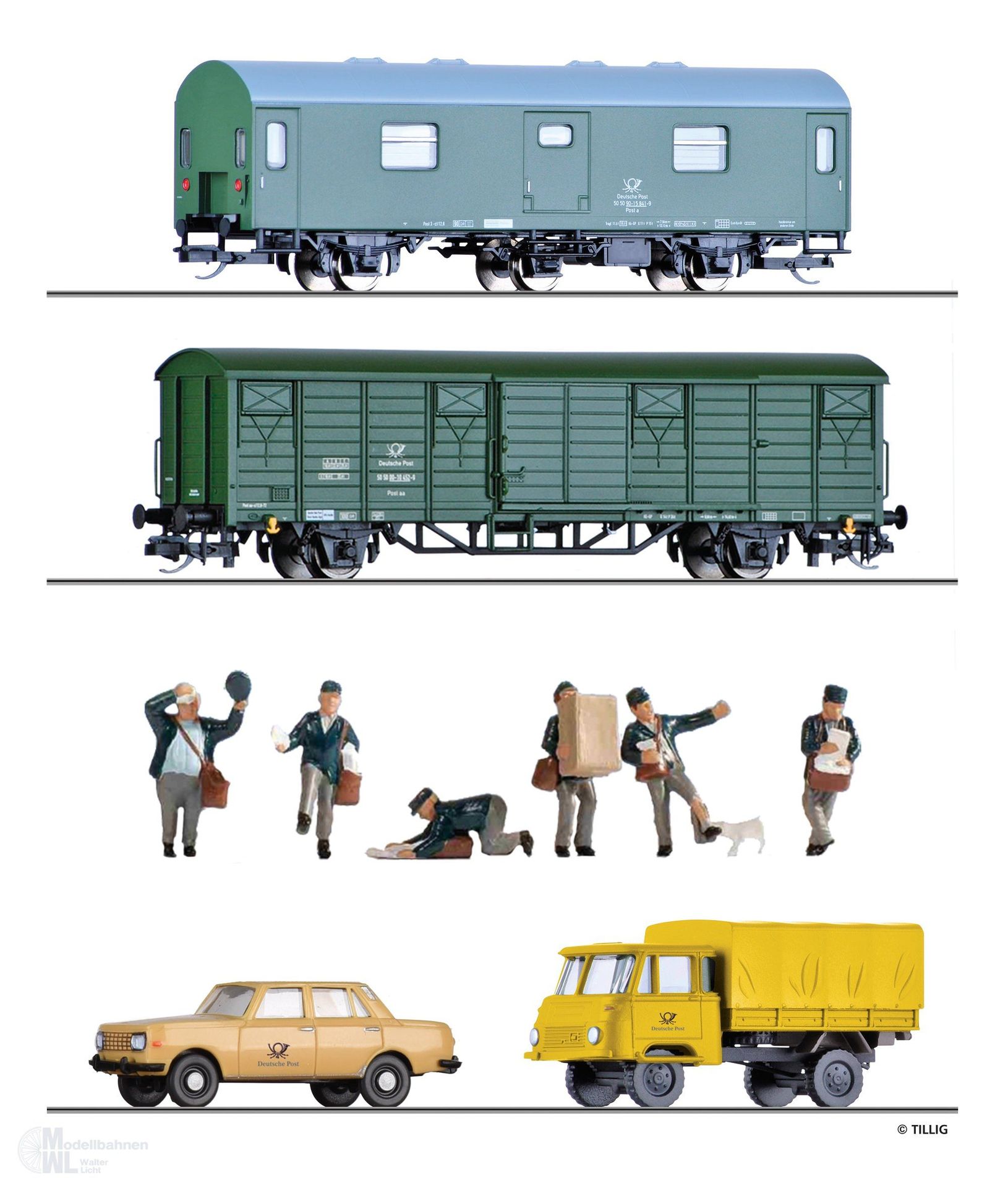 Tillig 502804 - Set Deutsche Post Ep. IV TT 1:120 Tillig 502804 - Set Deutsche Post Ep. IV TT 1:120