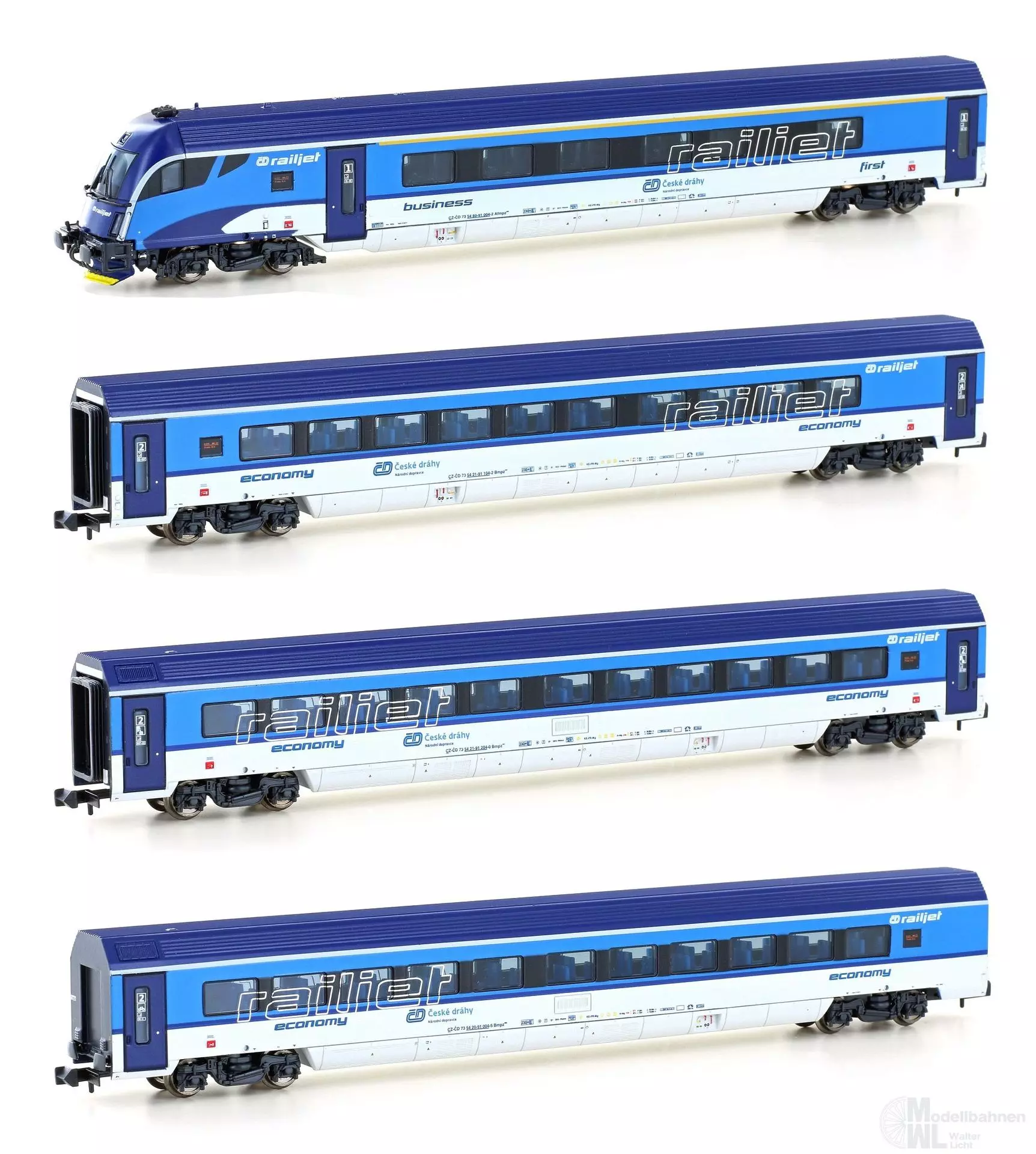 Hobbytrain 25230 - Personenwagen Set CD Railjet Ep.VI 4.tlg. Set 1 N 1:160