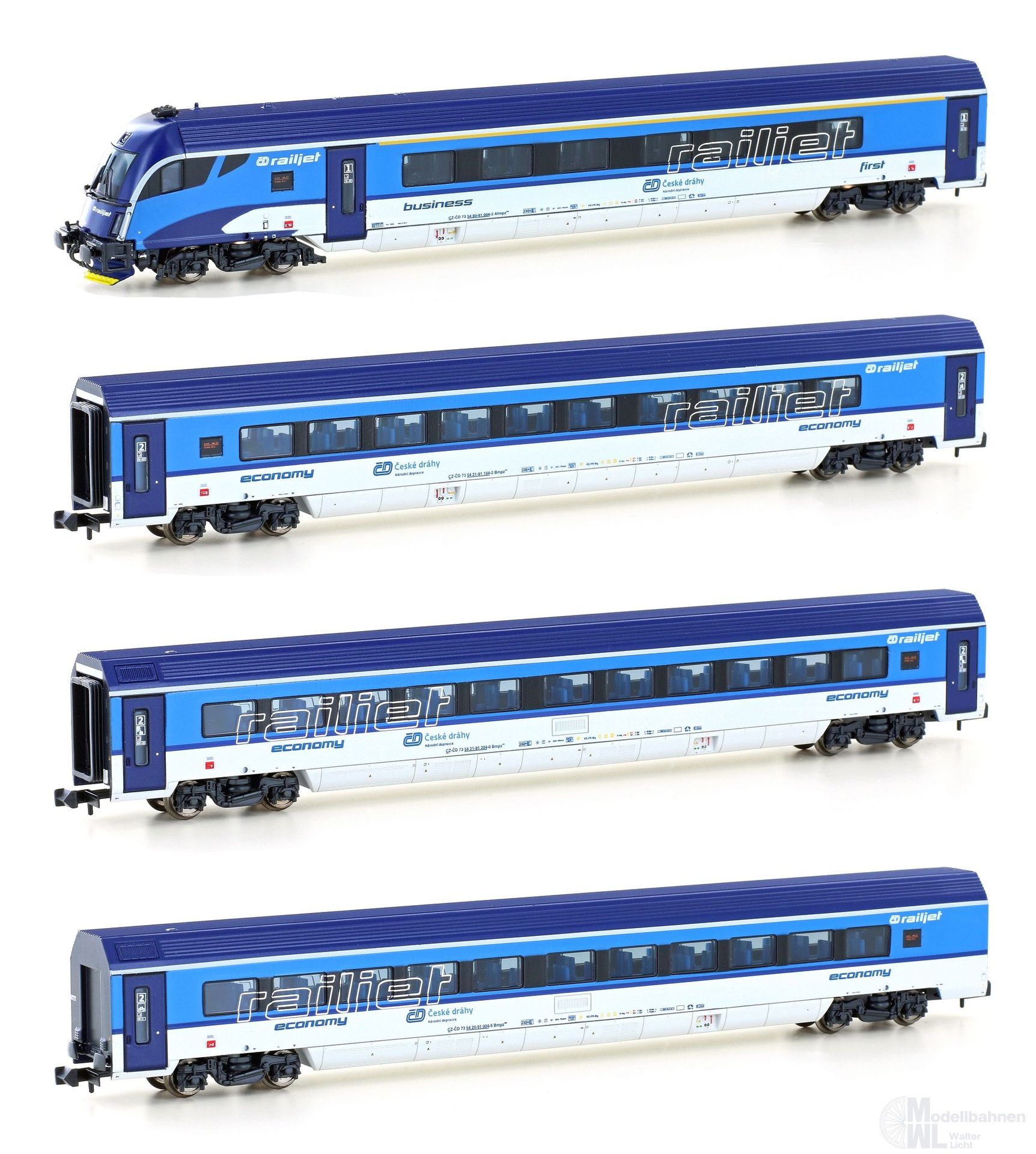 Hobbytrain 25230 - Personenwagen Set CD Railjet Ep.VI 4.tlg. Set 1 N 1:160