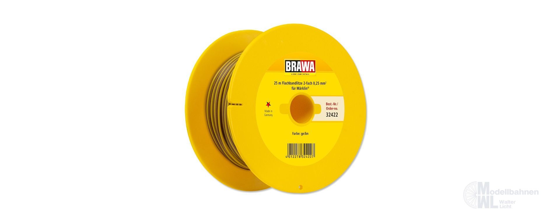 Brawa 32422 - Doppellitze braun/gelb 0,25 mm² 25 m Spule