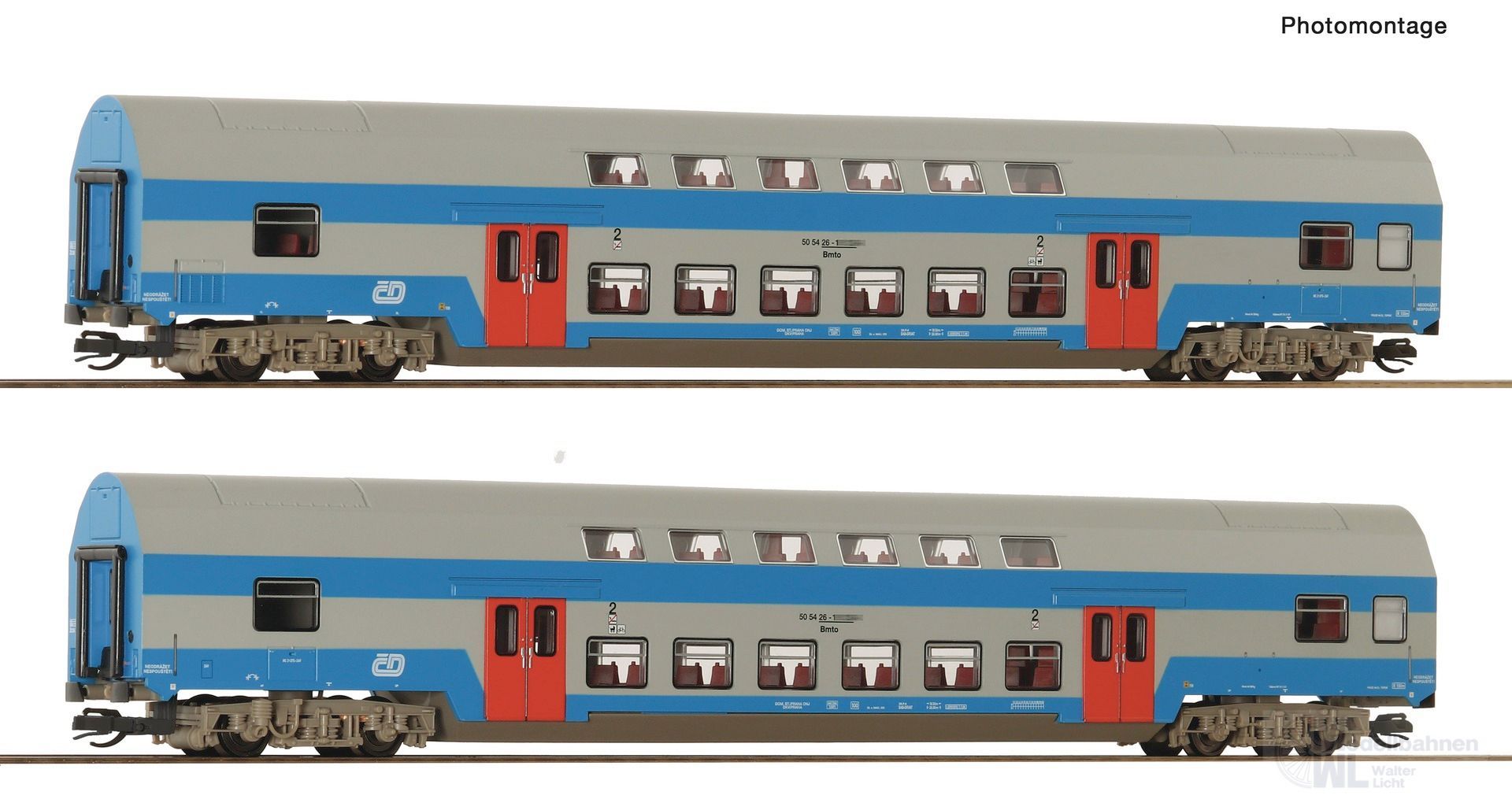Roco 6280044 - Doppelstockwagen Set CD Ep.V 2.tlg. TT 1:120