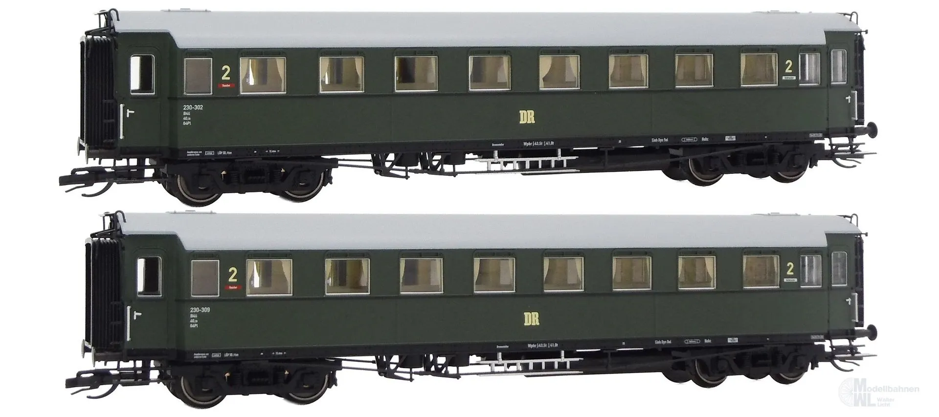 Saxonia Modellbau 120183-2 - Personenwagen Set DR Ep.II C4Ü Sa 07 2.tlg. Beleuchtung TT 1:120
